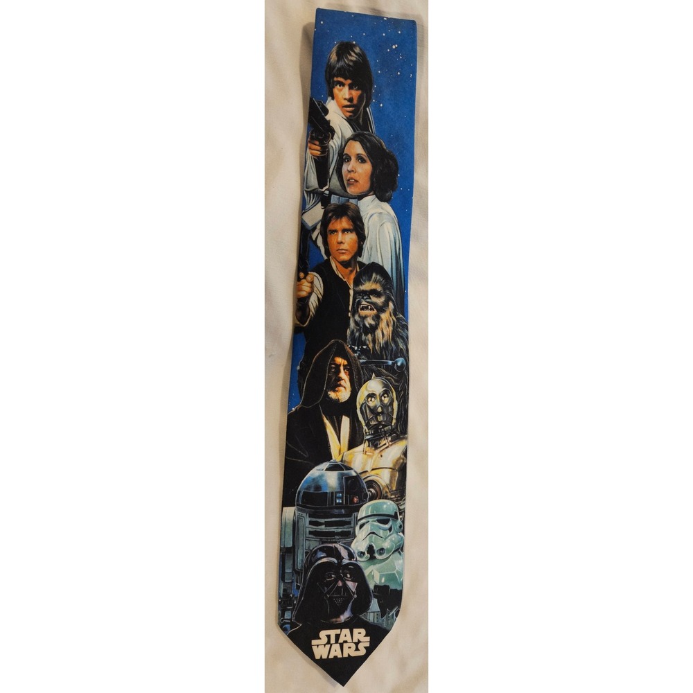 Vintage 1994 Star Wars Ralph Marlin Necktie Mens Blue Graphic USA Made